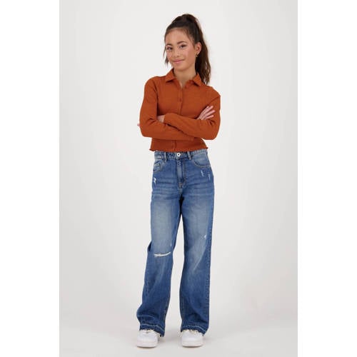 Vingino longsleeve Jesmine bruin Meisjes Polyester Klassieke kraag Effen - maat 176 afbeelding