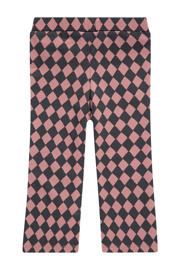 thumbnail: Roze en donkerblauwe meisjes Babyface geruite regular fit broek van stretchkatoen met elastische tailleband