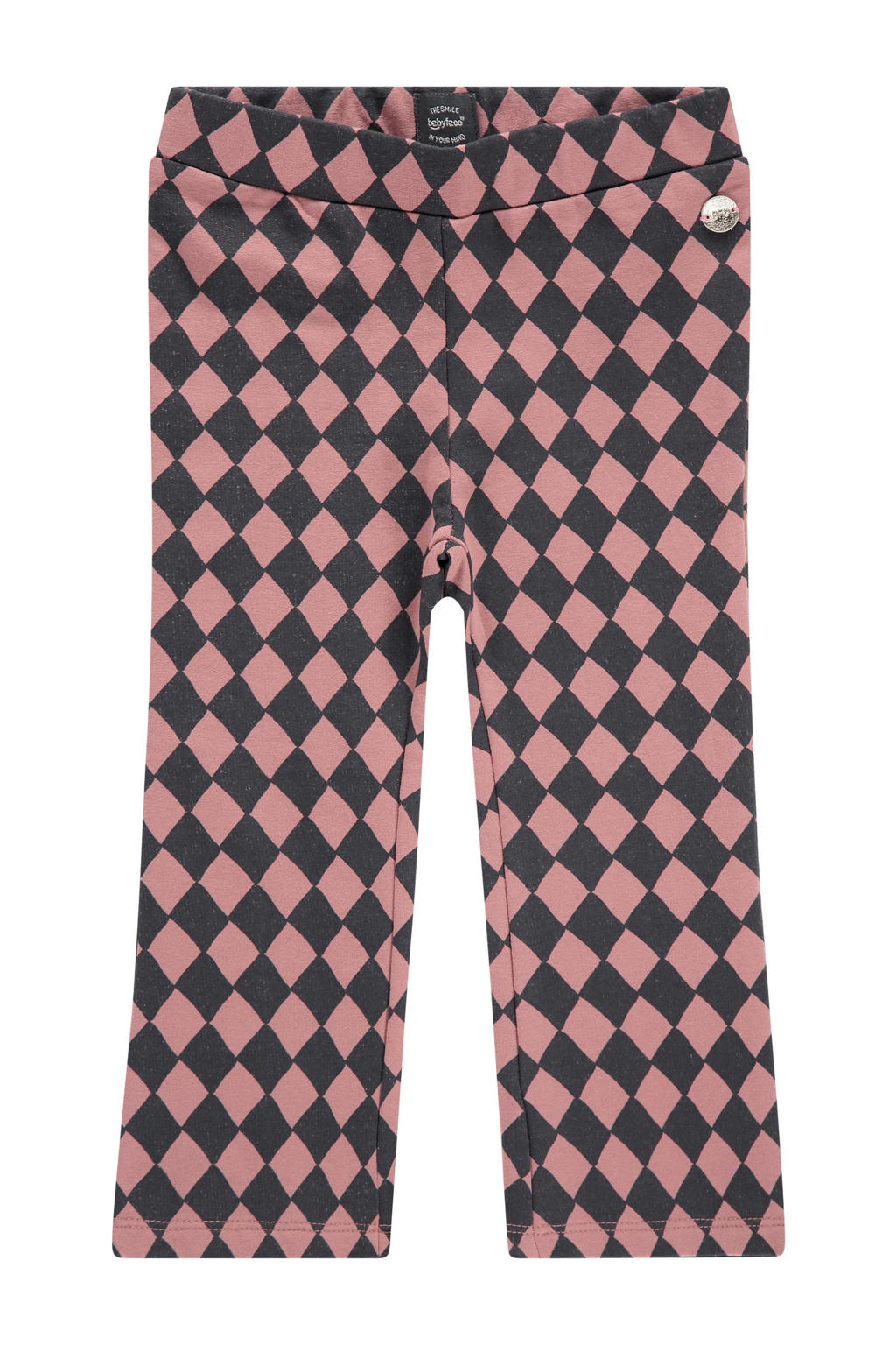 Roze en donkerblauwe meisjes Babyface geruite regular fit broek van duurzaam stretchkatoen met elastische tailleband
