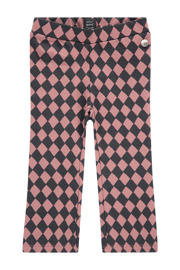 thumbnail: Roze en donkerblauwe meisjes Babyface geruite regular fit broek van duurzaam stretchkatoen met elastische tailleband