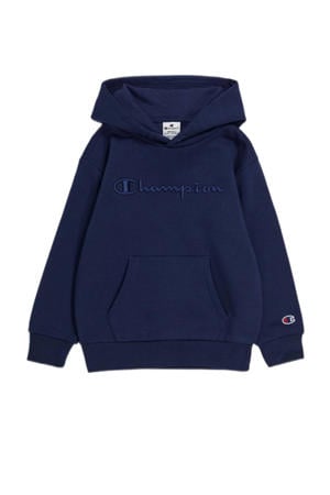 hoodie met logo en borduursels donkerblauw