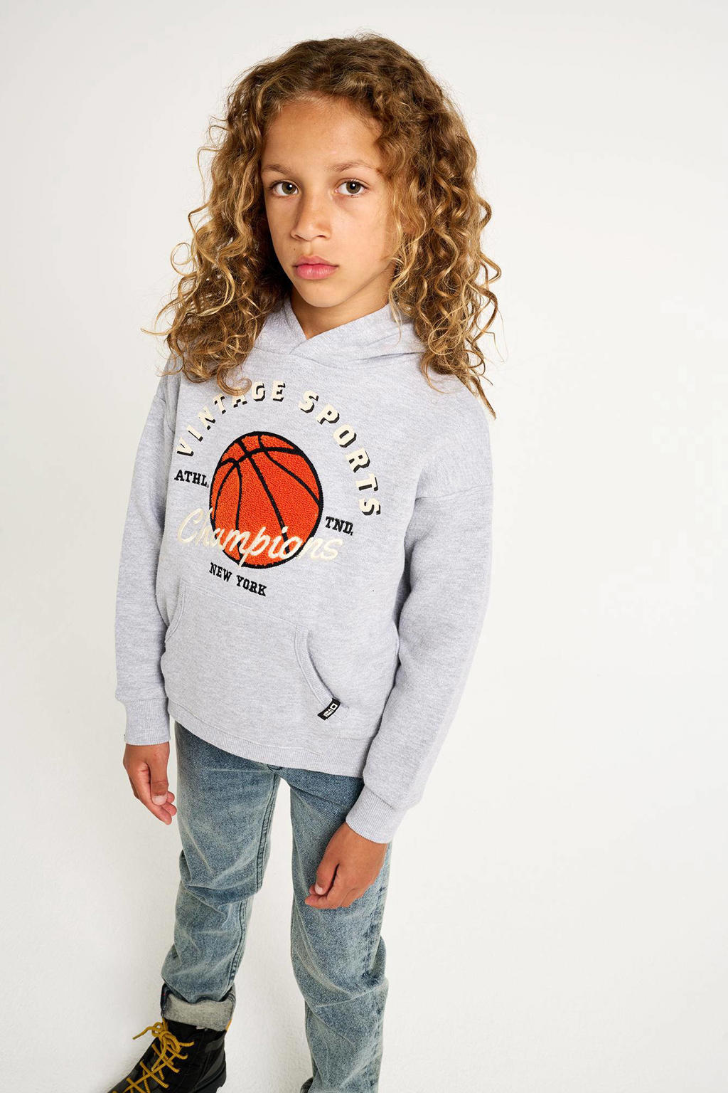 Lichtgrijze jongens Tumble 'n Dry Mid hoodie Dunk met lange mouwen
