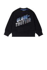 thumbnail: Donkerblauwe jongens Tumble 'n Dry Lo sweater Arctic van biologisch katoen met lange mouwen, ronde hals en drukknoopsluiting