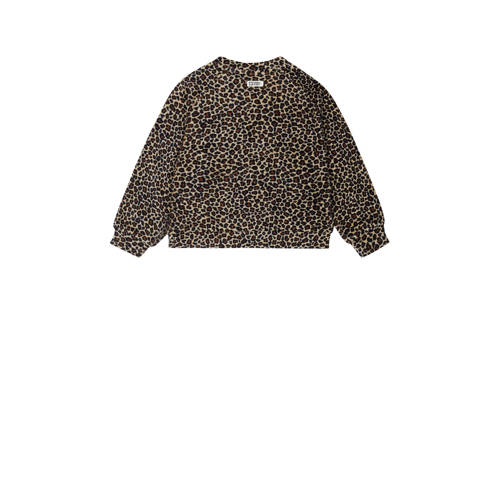 Tumble 'n Dry Lo sweater Albany met panterprint beige multi Meisjes Corduroy Ronde hals 74