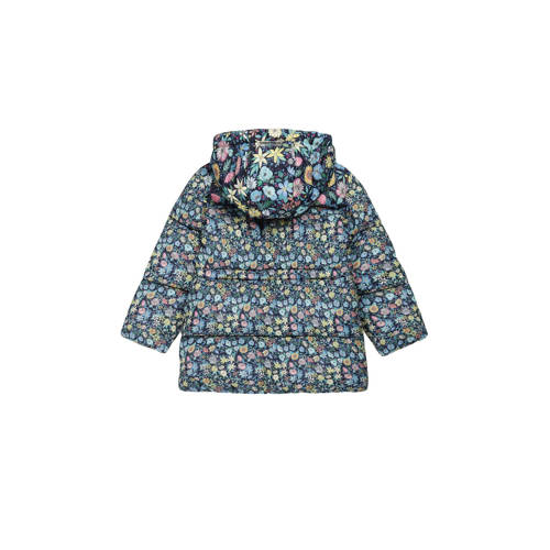 Tumble 'n Dry Lo gebloemde gewatteerde winterjas Austria van gerecycled polyester blauw multicolor Meisjes Gerecycled polyester (duurzaam) Capuchon 74