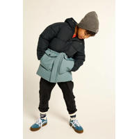 thumbnail: Grijs en donkerblauwe jongens Tumble 'n Dry Mid gewatteerde winterjas Gstaad van polyester met meerkleurige print, lange mouwen en rits- en drukknoopsluiting