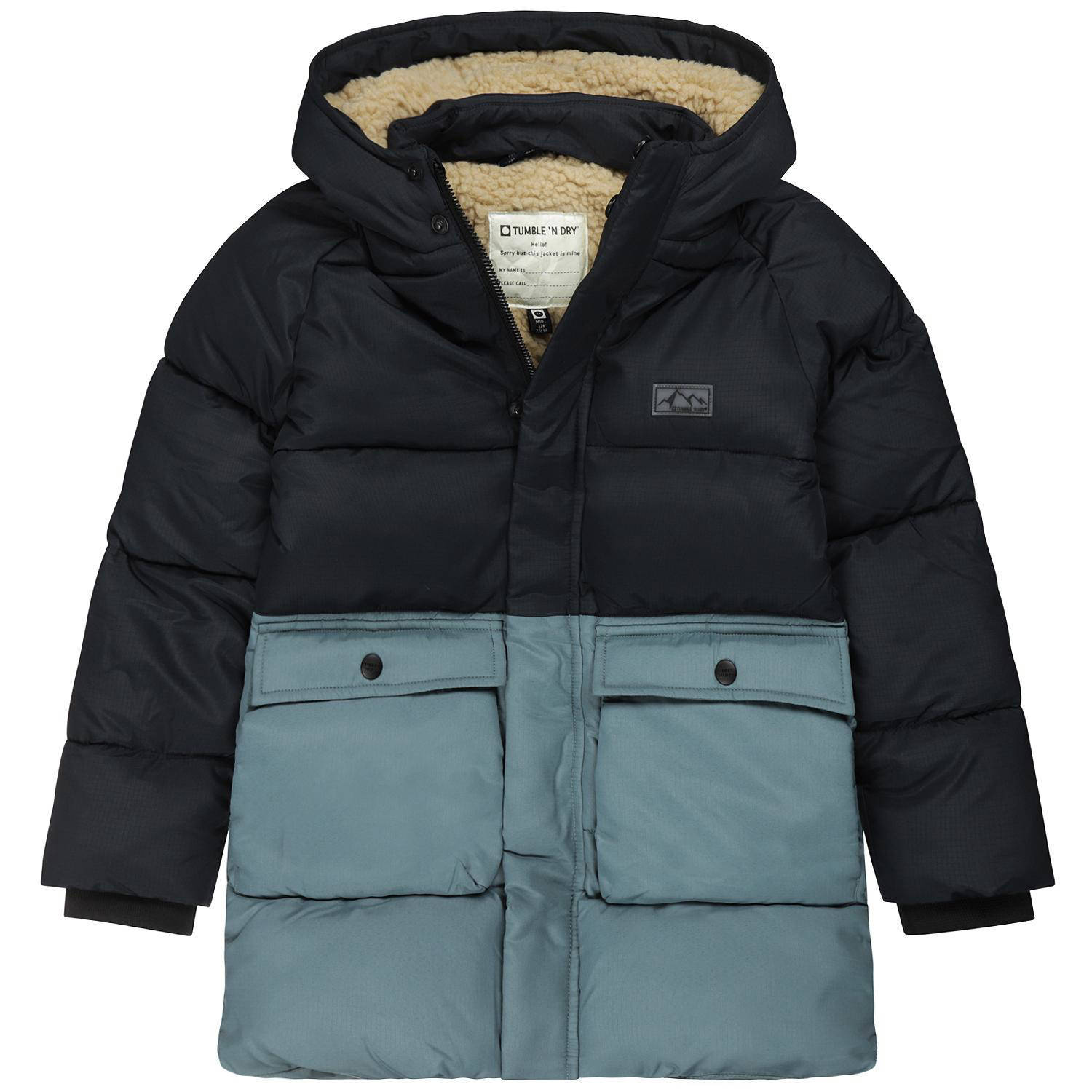 Tumble n Dry Mid gewatteerde winterjas Gstaad van polyester grijs donkerblauw kleertjes