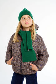 thumbnail: Bruin en zwarte meisjes Tumble 'n Dry Mid gewatteerde winterjas Villach van polyester met panterprint, lange mouwen en ritssluiting