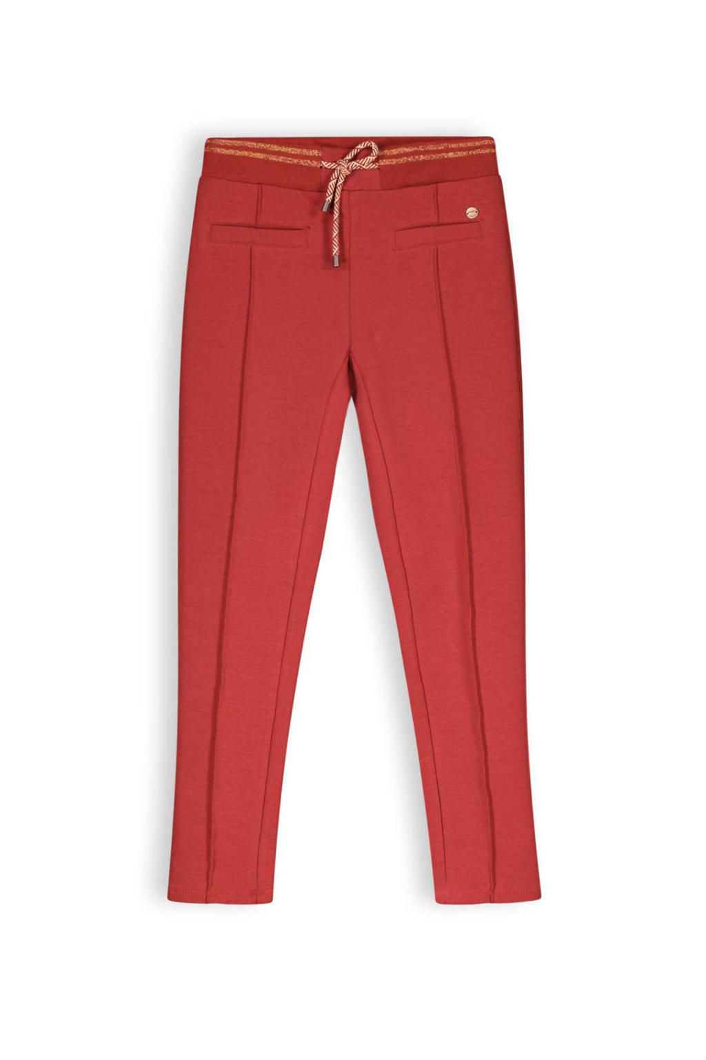 Rode meisjes NONO regular fit broek Secla van katoen met elastische tailleband met koord