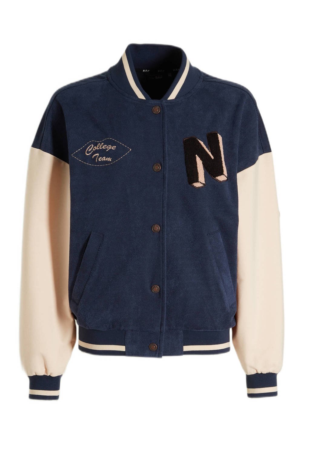 baseball jacket Barsy met patches donkerblauw/offwhite