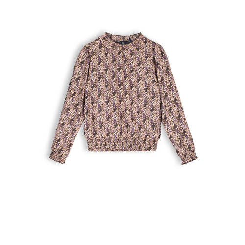 NoBell’ top Tommy van gerecycled polyester bruin/beige/paars All over print