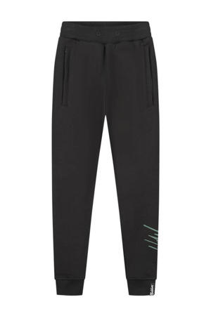 slim fit joggingbroek Split Essential met logo zwart/donkergroen