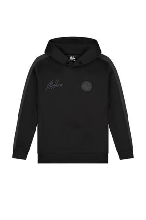 hoodie Sport Academy met contrastbies en borduursels zwart/antraciet