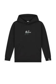 thumbnail: Zwart en donkergroene jongens Malelions hoodie Split Essentials van sweat materiaal met backprint, lange mouwen en capuchon