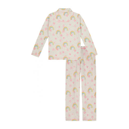 Claesen's pyjama Stars roze lichtgrijs Meisjes Stretchkatoen Klassieke kraag 104-110
