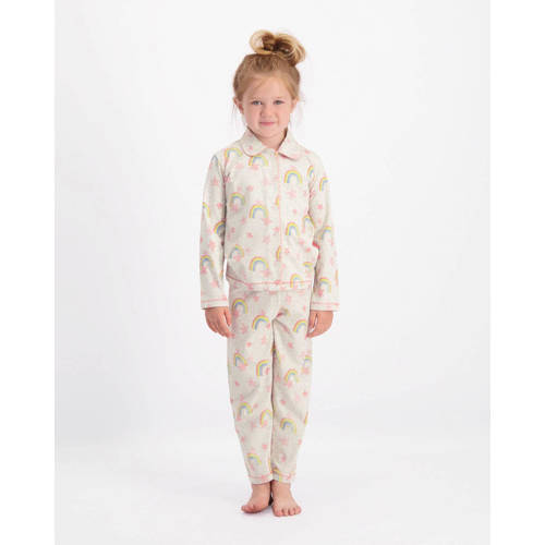 Claesen's pyjama Stars roze lichtgrijs Meisjes Stretchkatoen Klassieke kraag 92-98