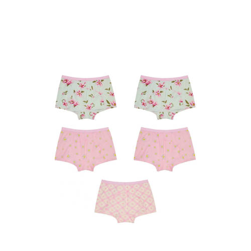 Claesen's short Flower set van 5 roze mintgroen Slip Meisjes Stretchkatoen 104-110