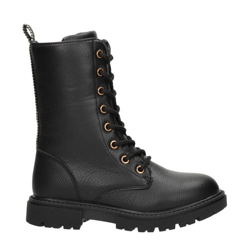 Nelson Kids veterboots zwart Meisjes Imitatieleer Effen - maat 33 afbeelding