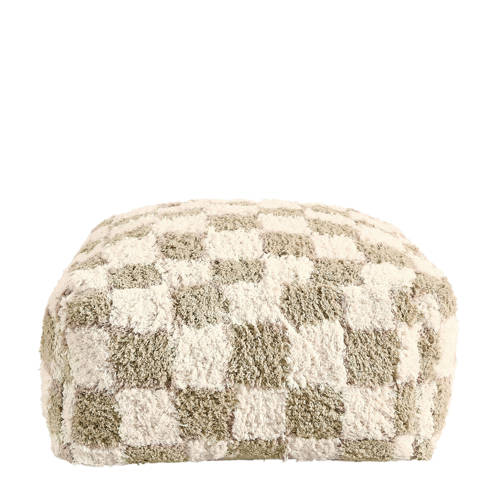 NOUS Living poef Checker Beige | Poef van