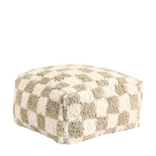 NOUS Living poef Checker Beige | Poef van