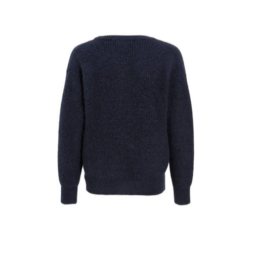 anytime gebreid vest navy Blauw Meisjes Nylon V-hals Effen 98 104