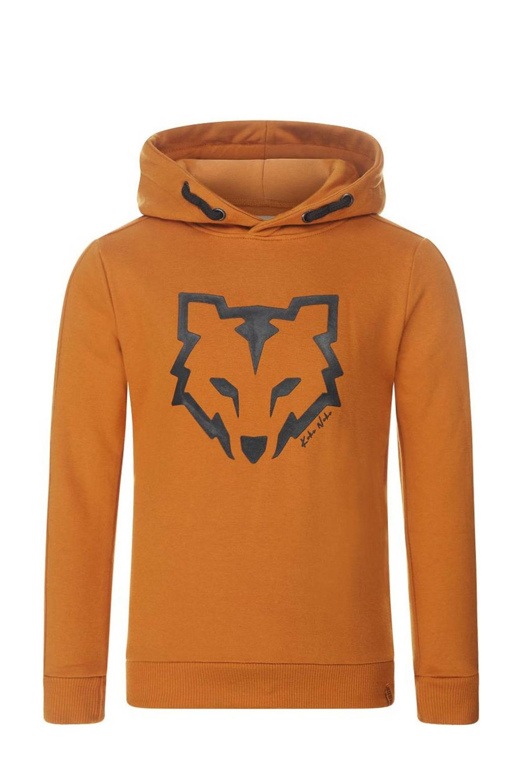 Gele jongens Koko Noko hoodie van sweat materiaal met printopdruk, lange mouwen en capuchon