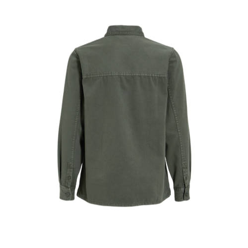 anytime twill overhemd khaki Groen Jongens Katoen Klassieke kraag Effen 104