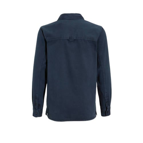 anytime twill overhemd navy Blauw Jongens Katoen Klassieke kraag Effen 104