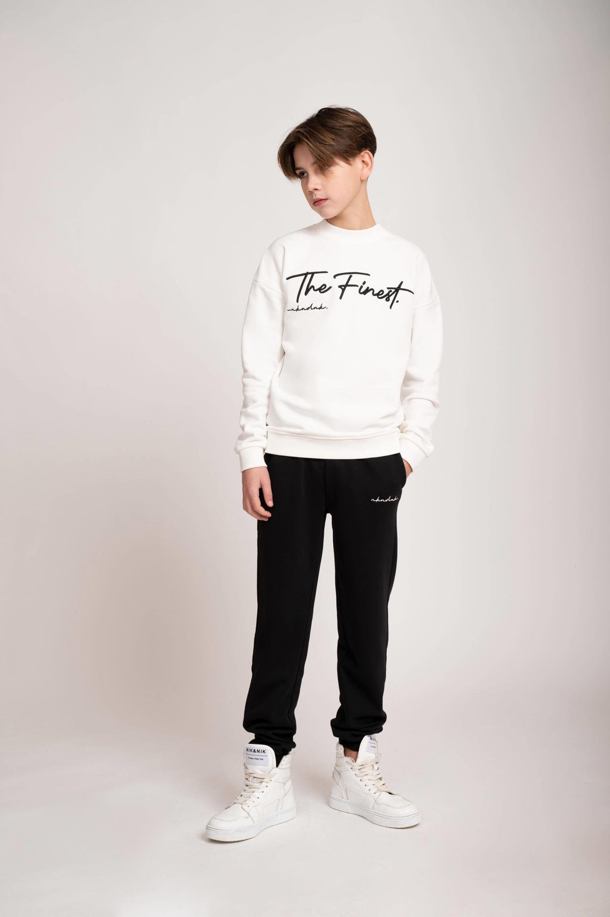 NIK&NIK sweater Finest met tekst offwhite