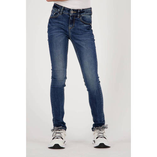 Vingino high waist skinny jeans DenimG01 dark used Blauw Meisjes Stretchdenim - 146