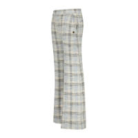 thumbnail: Vingino geruite high waist flared broek Sannie beige/lichtblauw/zwart