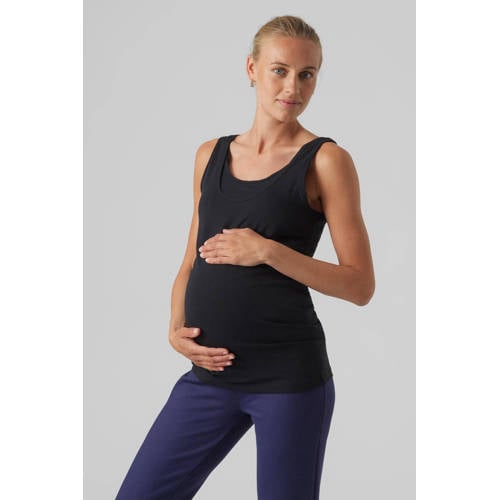 MAMALICIOUS zwangerschaps- en voedingssinglet MLILJA zwart Dames Nylon V-hals
