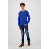 thumbnail: Blauwe jongens Vingino longsleeve konings van katoen met effen, lange mouwen en ronde hals