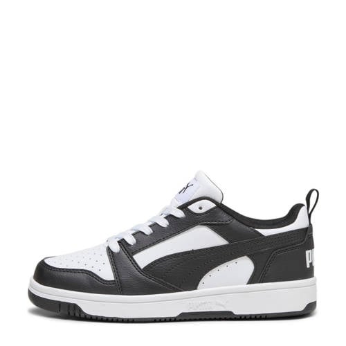 Puma Rebound V6 Lo sneakers wit/zwart Jongens/Meisjes Imitatieleer Meerkleurig
