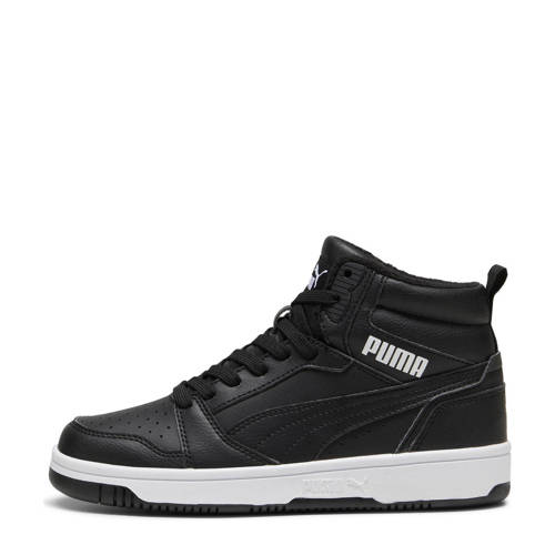Puma Rebound V6 Mid sneaker zwart/wit Jongens/Meisjes Imitatieleer 