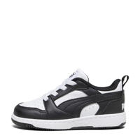 thumbnail: Zwart en witte jongens en meisjes Puma Rebound V6 Lo sneakers van leer met elastische veters