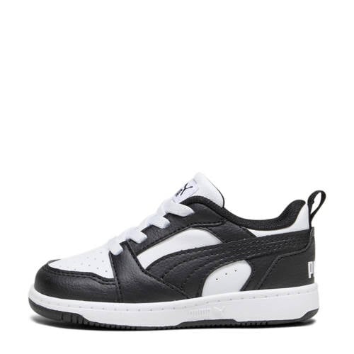 Puma Rebound V6 Lo sneakers zwart/wit Jongens/Meisjes Leer Meerkleurig