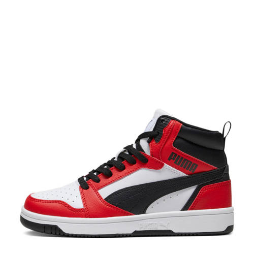 Puma Rebound V6 Mid sneakers wit/rood/zwart Jongens/Meisjes Imitatieleer - maat 35,5 afbeelding