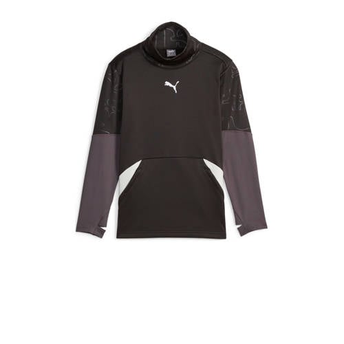 Puma voetbalshirt zwart/bruin Sport t-shirt Jongens/Meisjes Polyester Opstaande kraag