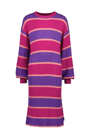gestreepte jurk Pien fuchsia/paars/roze