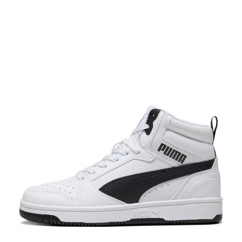 Puma Rebound V6 Mid sneakers wit/zwart Jongens/Meisjes Imitatieleer Meerkleurig