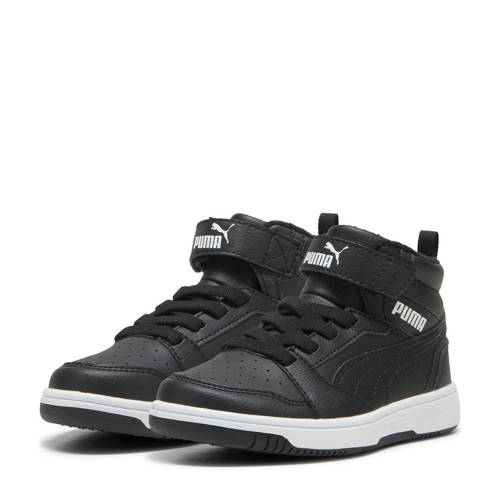 Puma Rebound V6 Mid sneaker zwart Jongens/Meisjes Imitatieleer