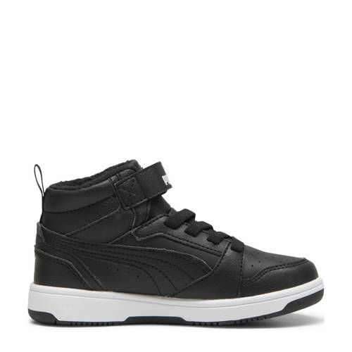 Puma Rebound V6 Mid sneaker zwart Jongens/Meisjes Imitatieleer