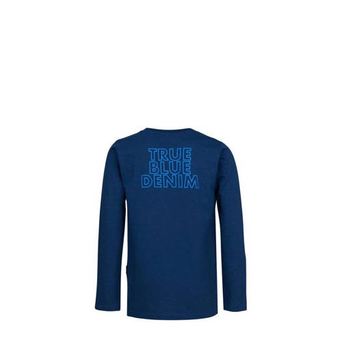 Blue Rebel longsleeve Huntley met backprint donkerblauw Jongens Katoen Ronde hals 110 116