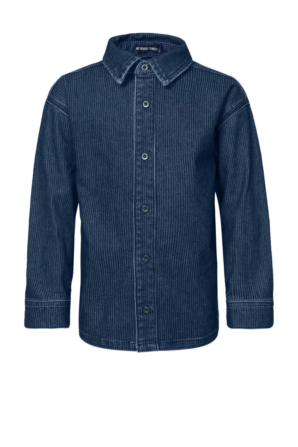 Shirt met Ronde V-hals - Sporty Denim Blue - Cotton Blues Shirt met Ronde V-hals - Sporty Denim Blue - Cotton Blues