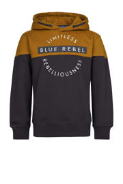 thumbnail: Blue Rebel sweater Humphry met printopdruk zwart/goudbruin