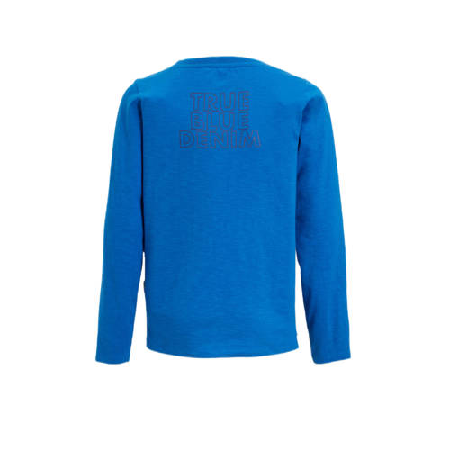 Blue Rebel longsleeve Huntley met backprint hardblauw Jongens Katoen Ronde hals 110 116