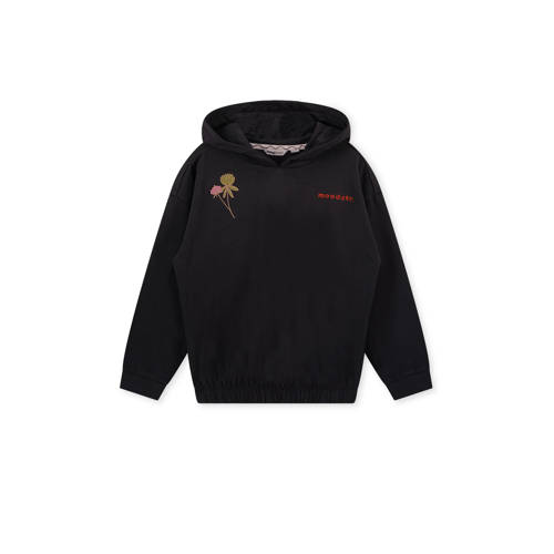 Moodstreet hoodie met printopdruk zwart Sweater Meisjes Katoen Capuchon