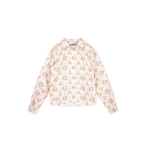 Moodstreet blouse met all over print roze Meisjes Katoen Klassieke kraag