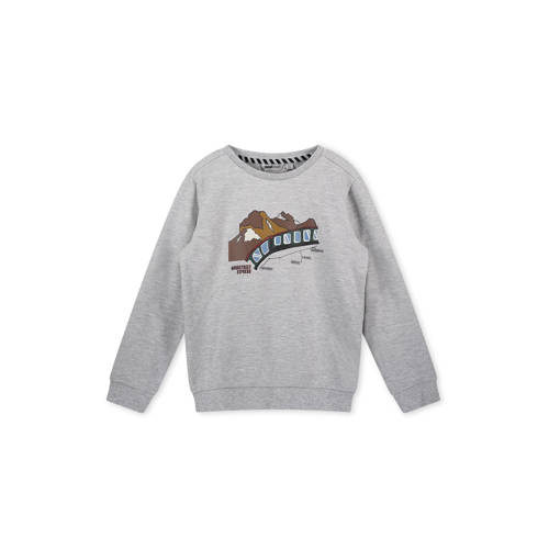 Moodstreet sweater met printopdruk grijs Jongens Katoen (duurzaam) Ronde hals - 110/116